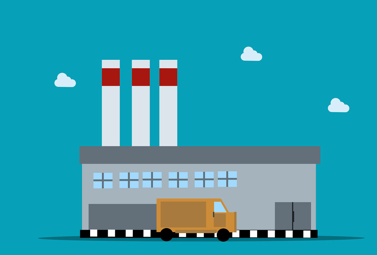 Free factory warehouse van vector